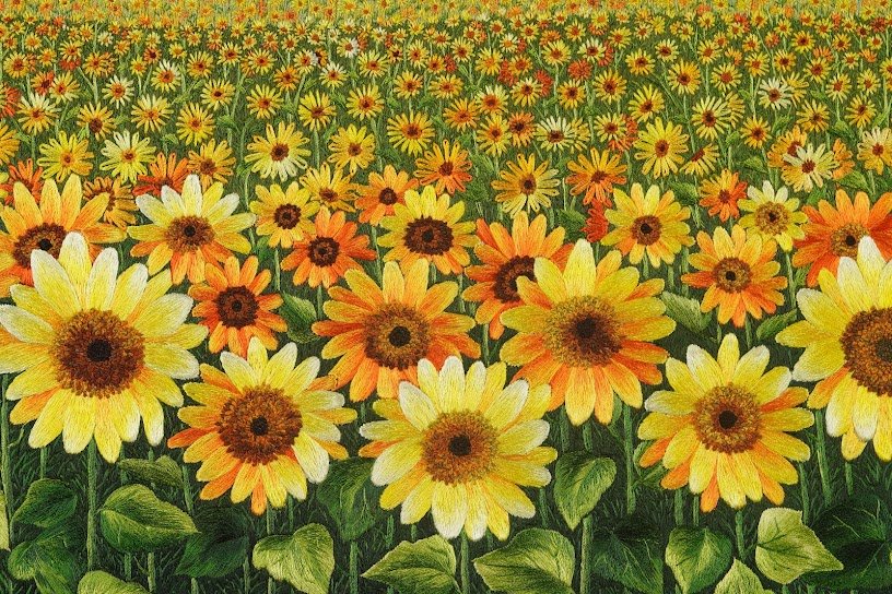 Tranh thêu tay Hoa hướng dương – Một góc bình yên với sắc vàng rực rỡ - Ảnh 8