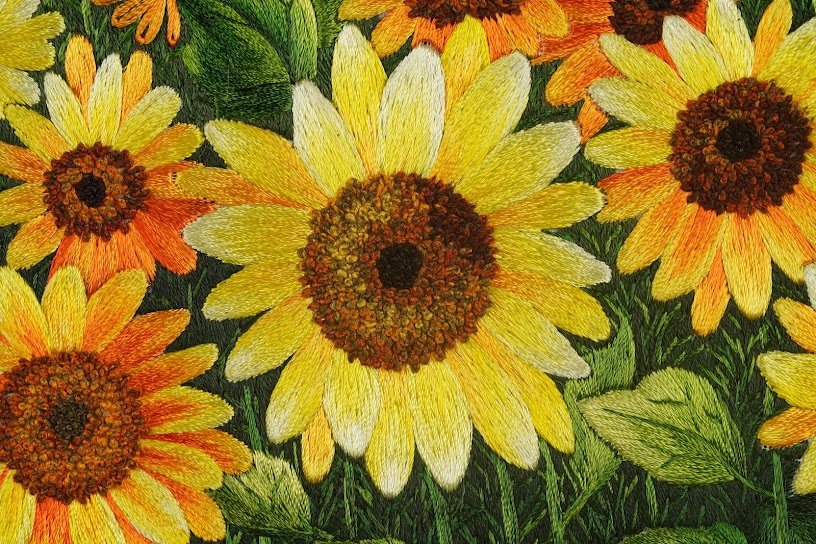 Tranh thêu tay Hoa hướng dương – Một góc bình yên với sắc vàng rực rỡ - Ảnh 6