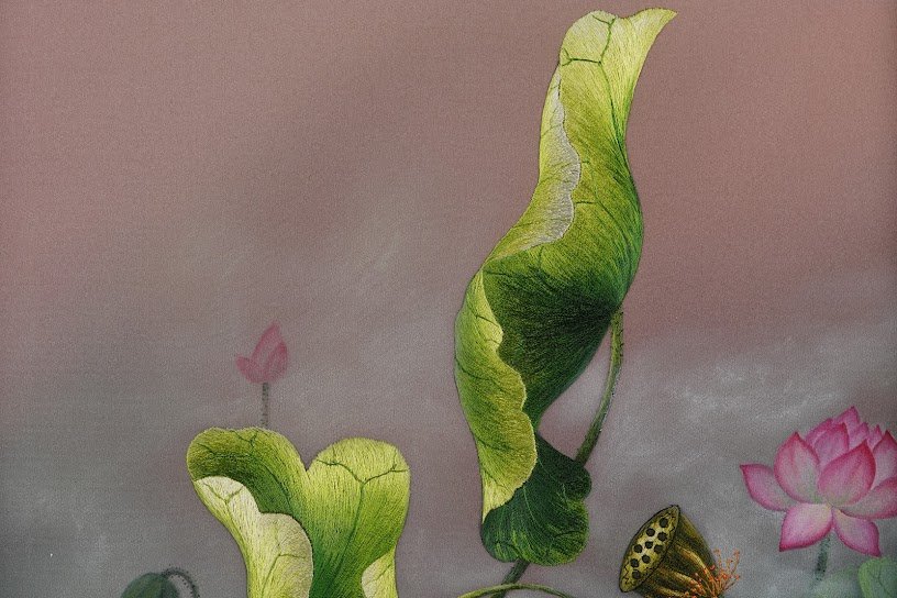 Tranh thêu tay Hoa sen – Tinh hoa nghệ thuật từ từng sợi chỉ - Ảnh 7