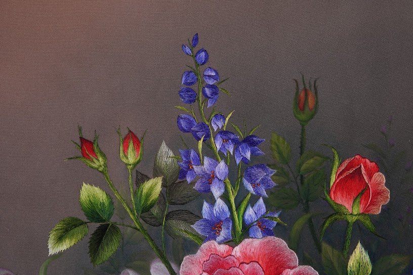 Tranh thêu tay Hoa ngũ phúc – Rực rỡ sắc hoa, phúc lộc đầy nhà - Ảnh 8