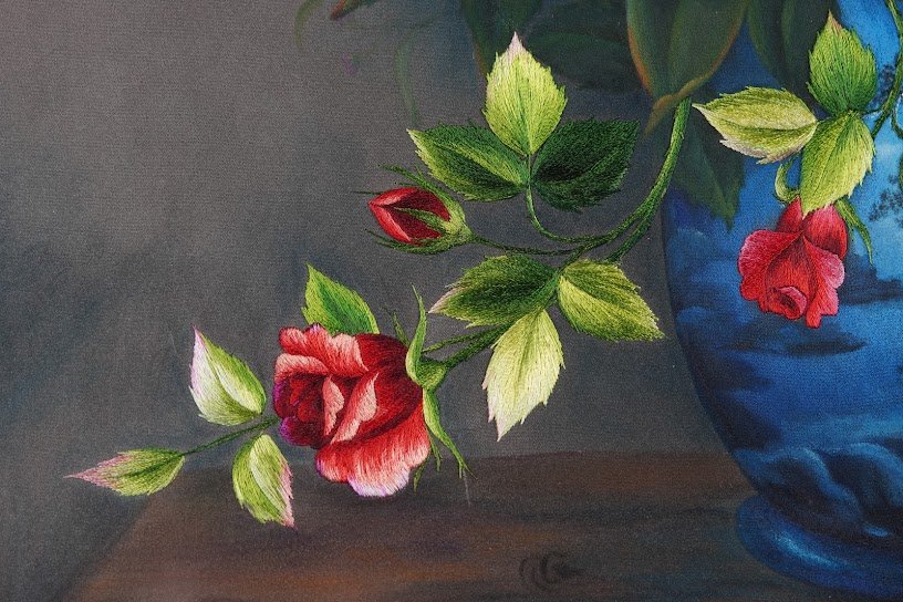 Tranh thêu tay Hoa ngũ phúc – Rực rỡ sắc hoa, phúc lộc đầy nhà - Ảnh 4