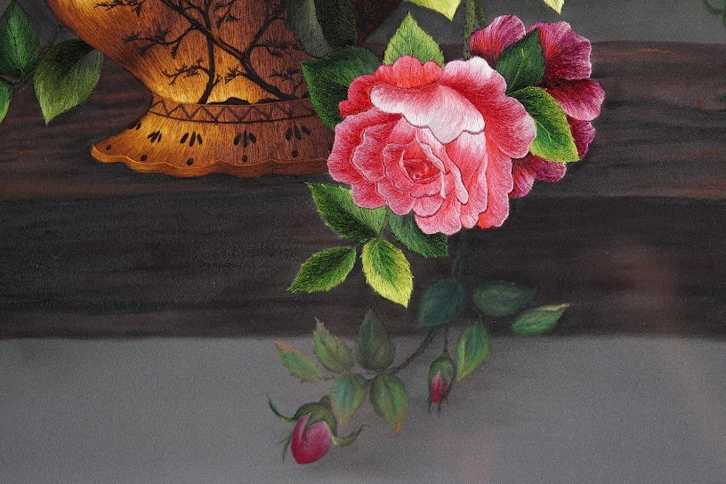 Tranh thêu tay Hoa ngũ phúc – "Sắc Màu Nghệ Thuật trong Từng Đường Kim" - Ảnh 4
