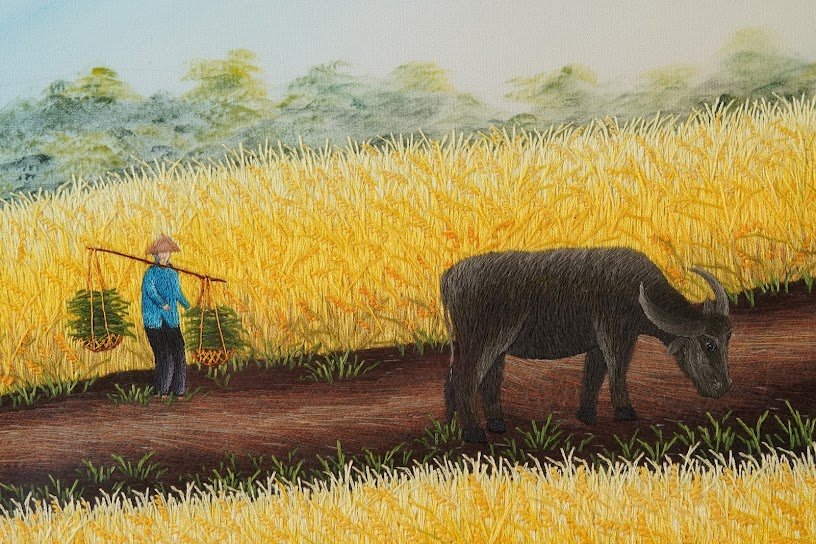 Tranh thêu tay Phong Cảnh Quê Hương – Nét Đẹp Thanh Bình Gợi Nhớ Quê Hương - Ảnh 7