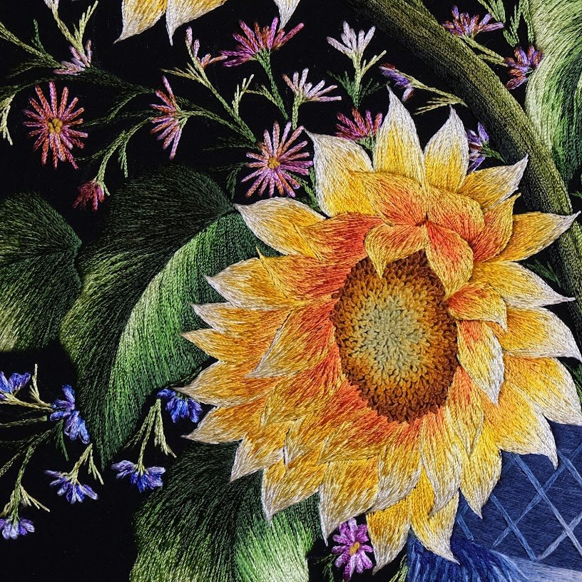 Tranh thêu tay Hoa Hướng Dương – Sắc Vàng Rực Rỡ Quyến Rũ Mọi Ánh Nhìn - Ảnh 3