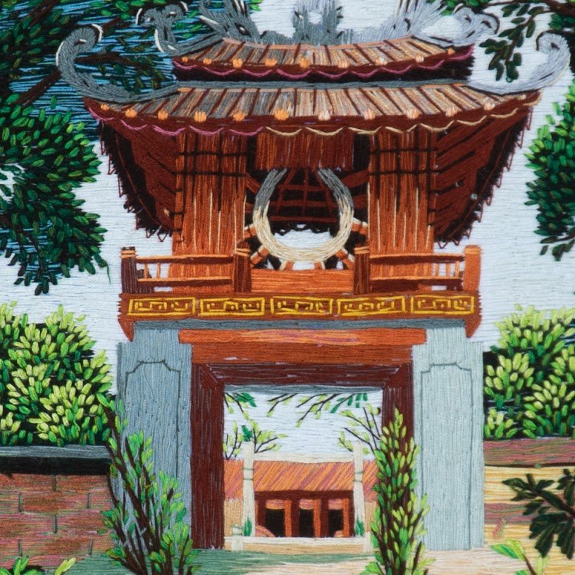Tranh thêu tay Văn Miếu Khêu Văn Các – Tinh hoa nghệ thuật dân gian Việt Nam - Ảnh 5