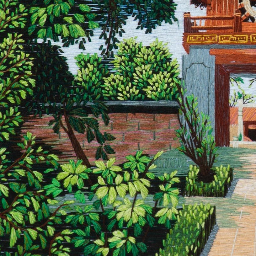 Tranh thêu tay Văn Miếu Khêu Văn Các – Tinh hoa nghệ thuật dân gian Việt Nam - Ảnh 2