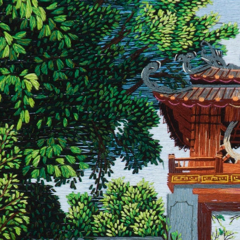 Tranh thêu tay Văn Miếu Khêu Văn Các – Tinh hoa nghệ thuật dân gian Việt Nam - Ảnh 3