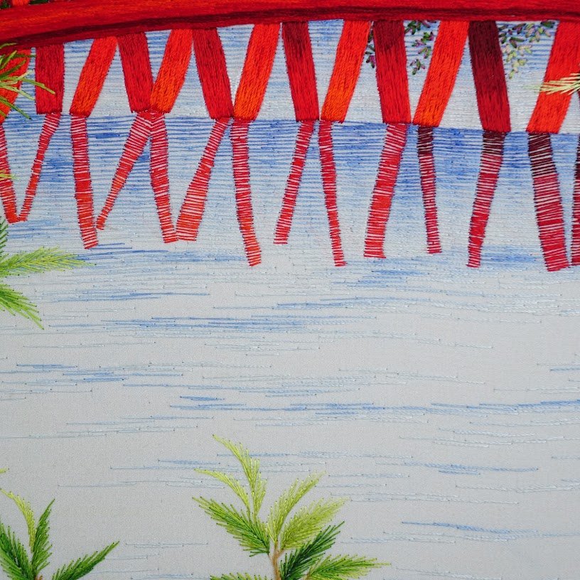 Tranh thêu tay Cầu Thê Húc Hà Nội – Vẻ đẹp của tâm hồn và di sản Hà thành - Ảnh 2