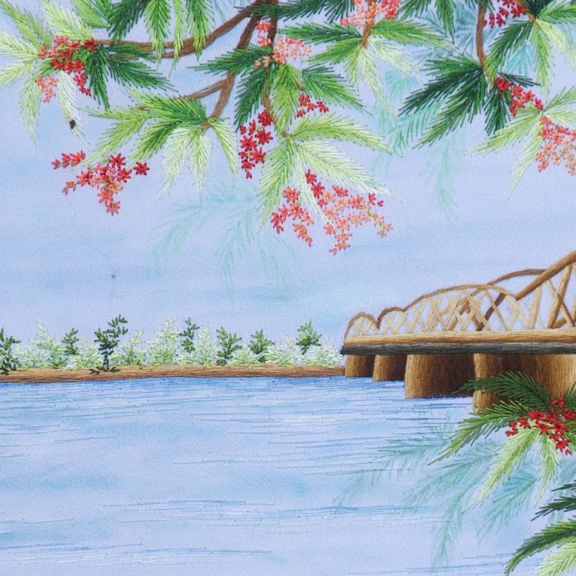 Tranh thêu tay Cầu Trường Tiền – Ngắm Vẻ Đẹp Vĩnh Cửu Của Huế Qua Từng Đường Kim - Ảnh 3