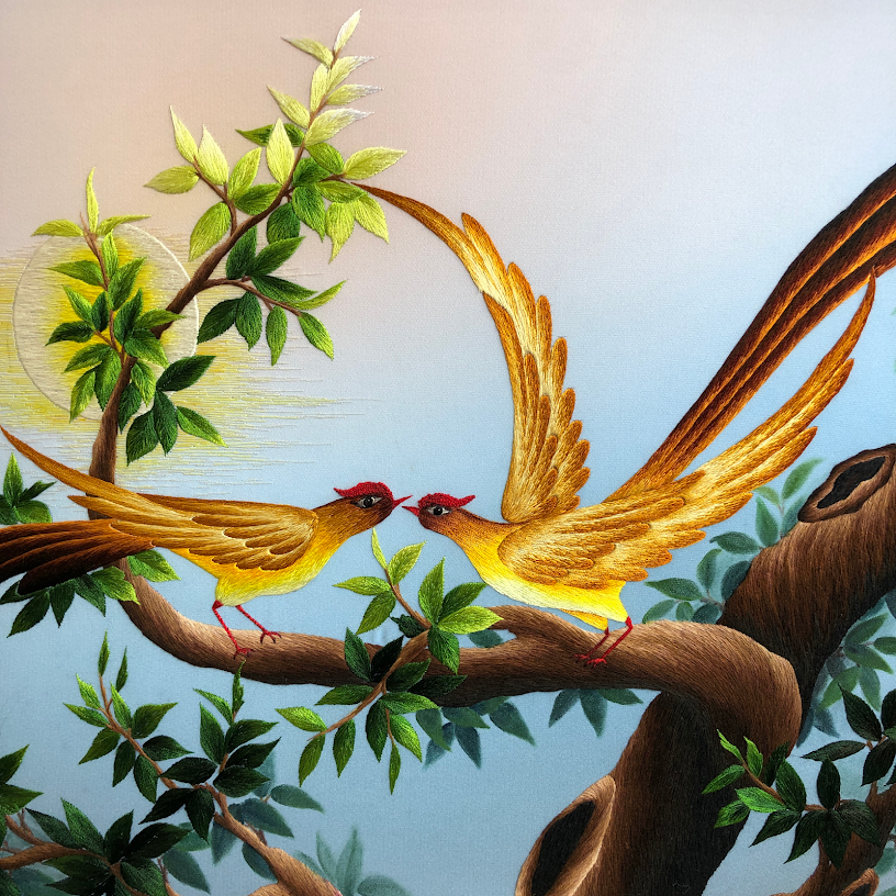 Tranh thêu tay Tình tự đêm trăng – Vẻ đẹp huyền ảo dưới ánh trăng - Ảnh 5