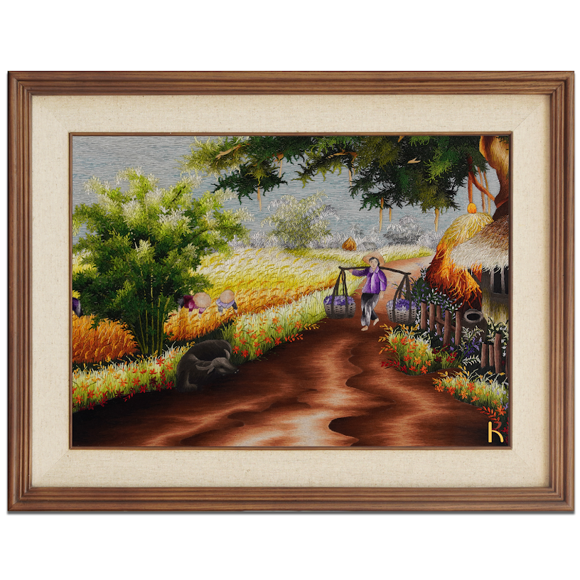 Tranh thêu tay Phong cảnh Quê Hương – Vẻ Đẹp Tinh Tế Qua Từng Đường Kim Mũi Chỉ