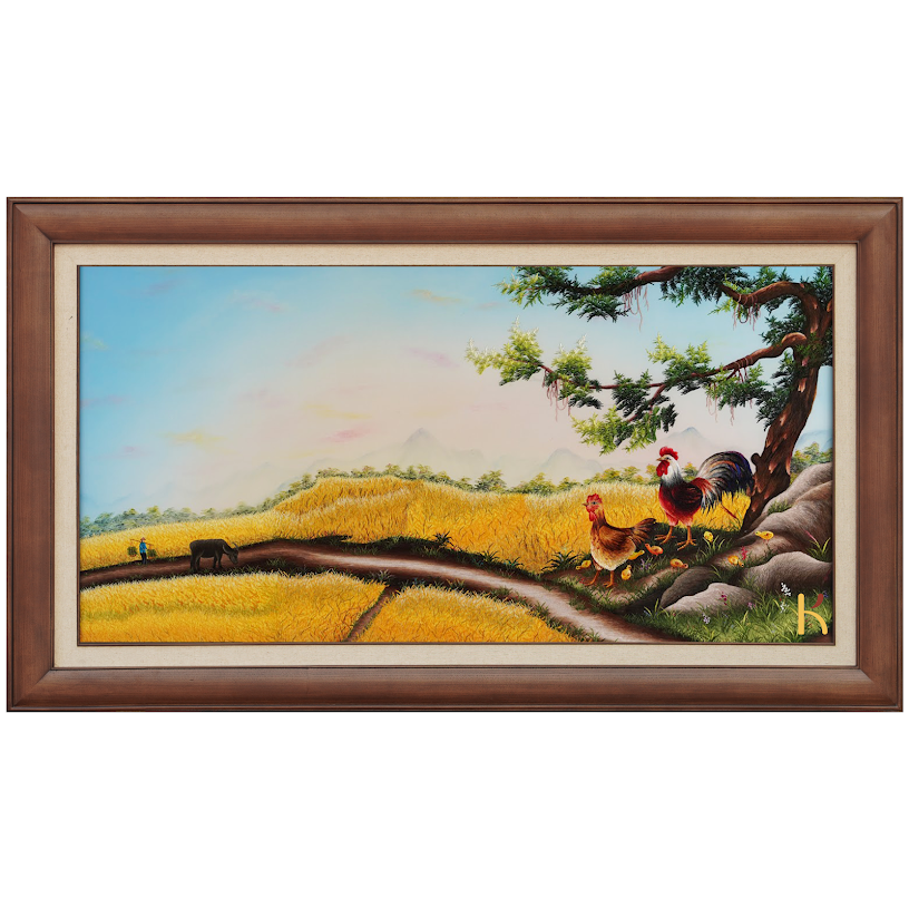 Tranh thêu tay Phong Cảnh Quê Hương – Nét Đẹp Thanh Bình Gợi Nhớ Quê Hương