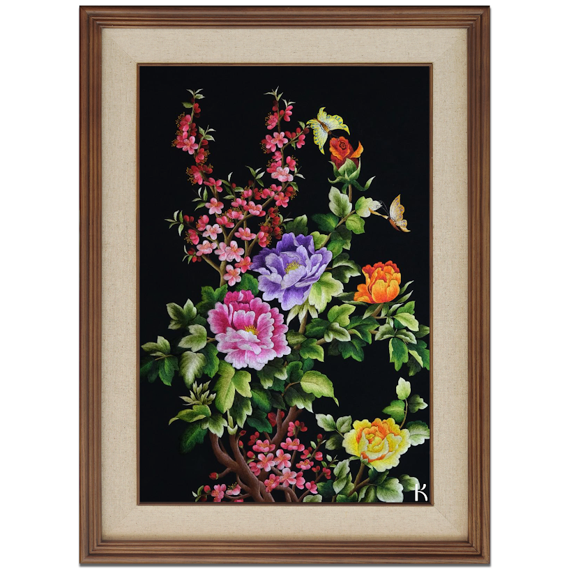 Tranh thêu tay Hoa Mẫu Đơn – Thổi hồn sắc màu cho không gian sống