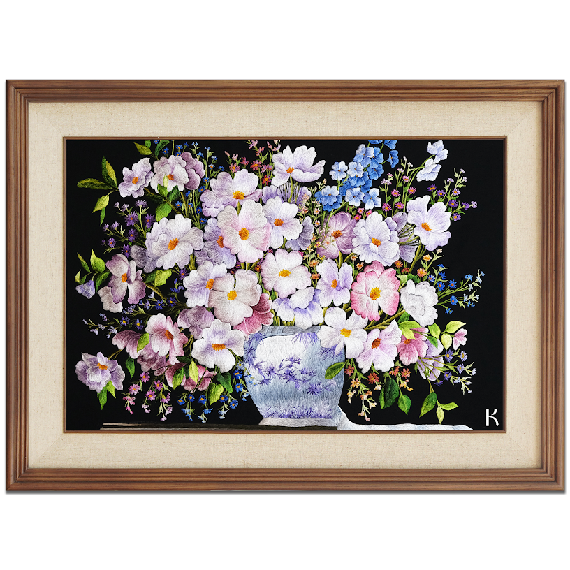 Tranh thêu tay Hoa Phlox – Nét Đẹp Mộc Mạc Kiêu Sa