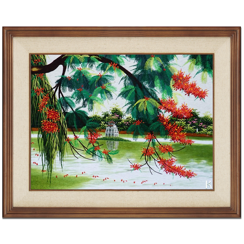 Tranh thêu tay Hồ Gươm Hà Nội – Tuyệt tác nghệ thuật nơi phong cảnh Việt Nam