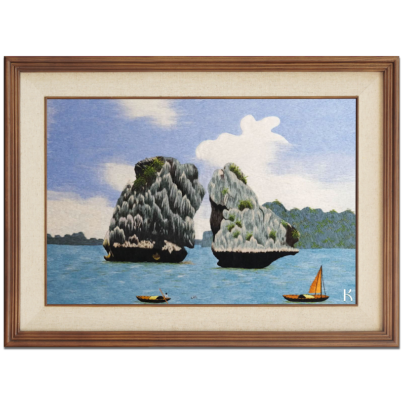 Tranh thêu tay Hòn Trống Mái Hạ Long – Khám phá vẻ đẹp tuyệt mỹ của di sản quốc gia