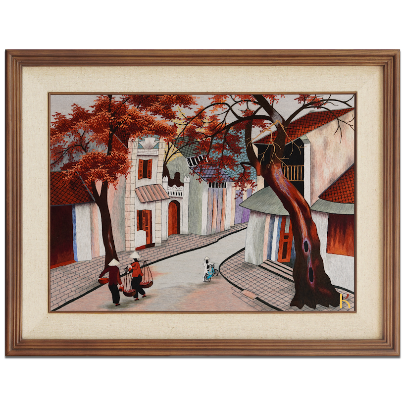 Tranh thêu tay Phố cổ Hà Nội – Khơi gợi ký ức xưa giữa lòng hiện đại