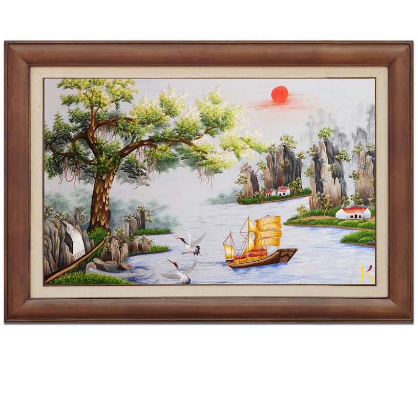 Tranh thêu tay Thuận Buồm Xuôi Gió – Ngọt Ngào Nghệ Thuật Từng Đường Kim Mũi Chỉ