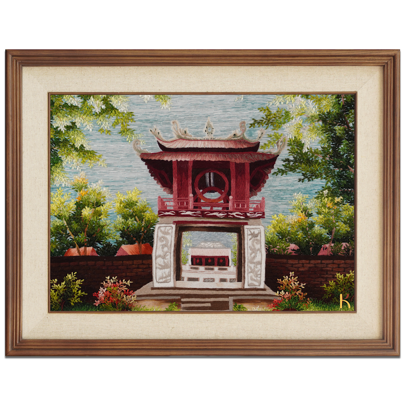 Tranh thêu tay Văn Miếu Khuê Văn Các – Khám phá nghệ thuật di sản văn hóa Việt Nam