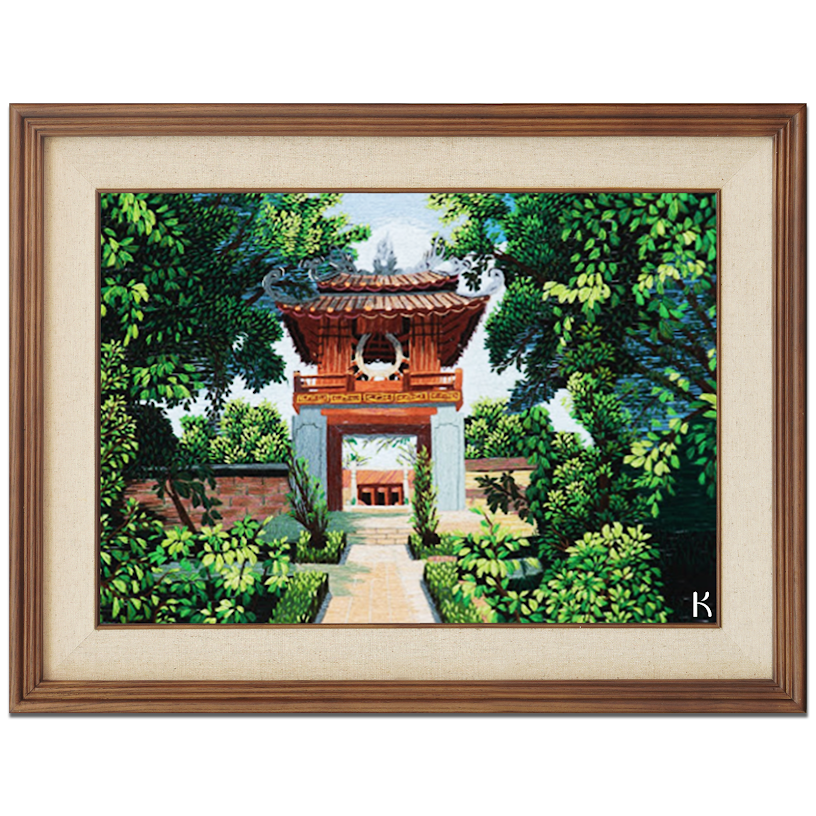 Tranh thêu tay Văn Miếu Khêu Văn Các – Tinh hoa nghệ thuật dân gian Việt Nam